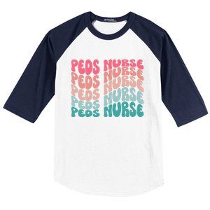 Retro Peds Nurse Pediatric Nurse Peds Rn Pediatrician Cool Gift Baseball Sleeve Shirt