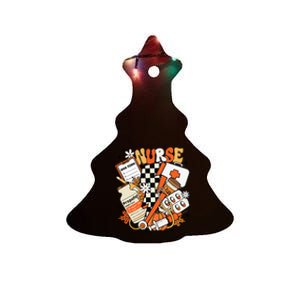 Retro Pumpkin Nurse Life Thanksgiving Fall Autumn Nurse Ceramic Tree Ornament