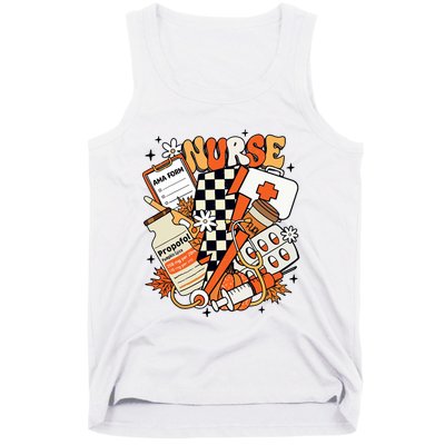 Retro Pumpkin Nurse Life Thanksgiving Fall Autumn Nurse Tank Top