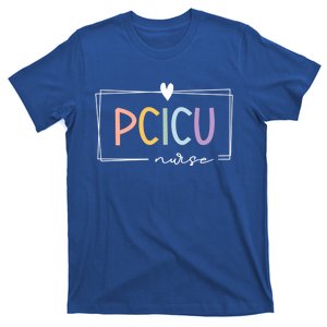 Retro Pcicu Nurse Icu Pediatric Cardiac Rainbow Tiny Hu Gift T-Shirt