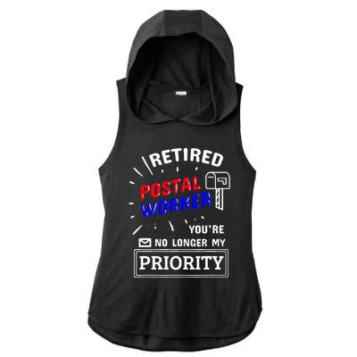 Retired Post Office Postal Worker Retirement Postman Ladies PosiCharge Tri-Blend Wicking Draft Hoodie Tank