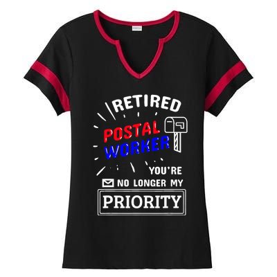 Retired Post Office Postal Worker Retirement Postman Ladies Halftime Notch Neck Tee