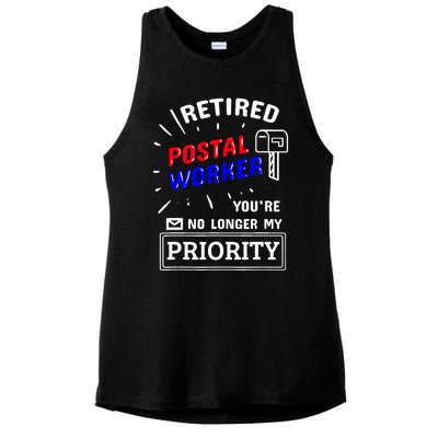 Retired Post Office Postal Worker Retirement Postman Ladies PosiCharge Tri-Blend Wicking Tank