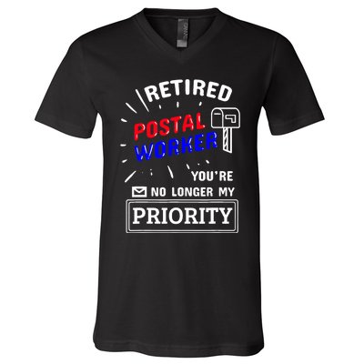 Retired Post Office Postal Worker Retirement Postman V-Neck T-Shirt