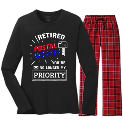 Retired Post Office Postal Worker Retirement Postman Women's Long Sleeve Flannel Pajama Set 