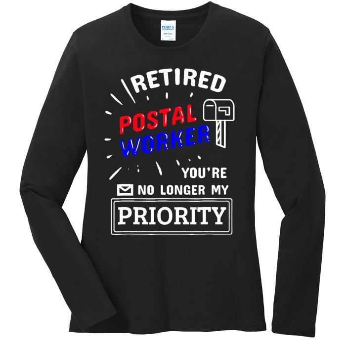 Retired Post Office Postal Worker Retirement Postman Ladies Long Sleeve Shirt