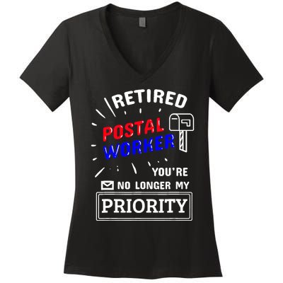 Retired Post Office Postal Worker Retirement Postman Women's V-Neck T-Shirt