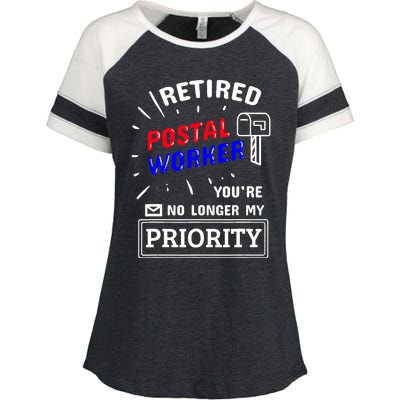 Retired Post Office Postal Worker Retirement Postman Enza Ladies Jersey Colorblock Tee