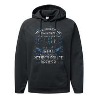 Retired Police Officer Vintage Flag Thin Blue Line Performance Fleece Hoodie