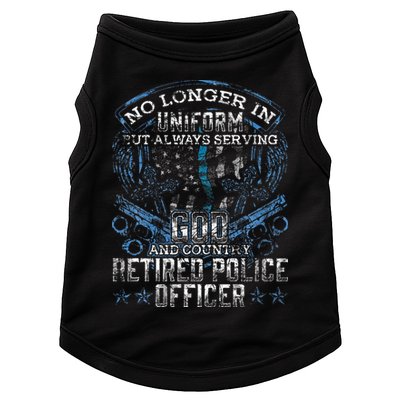 Retired Police Officer Vintage Flag Thin Blue Line Doggie Tank