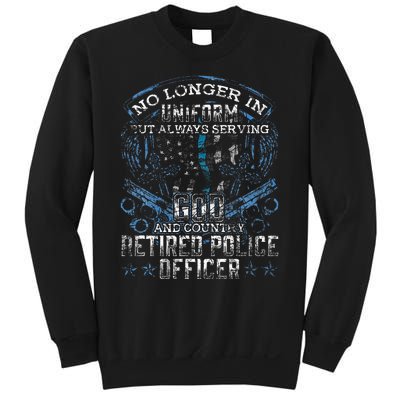 Retired Police Officer Vintage Flag Thin Blue Line Sweatshirt