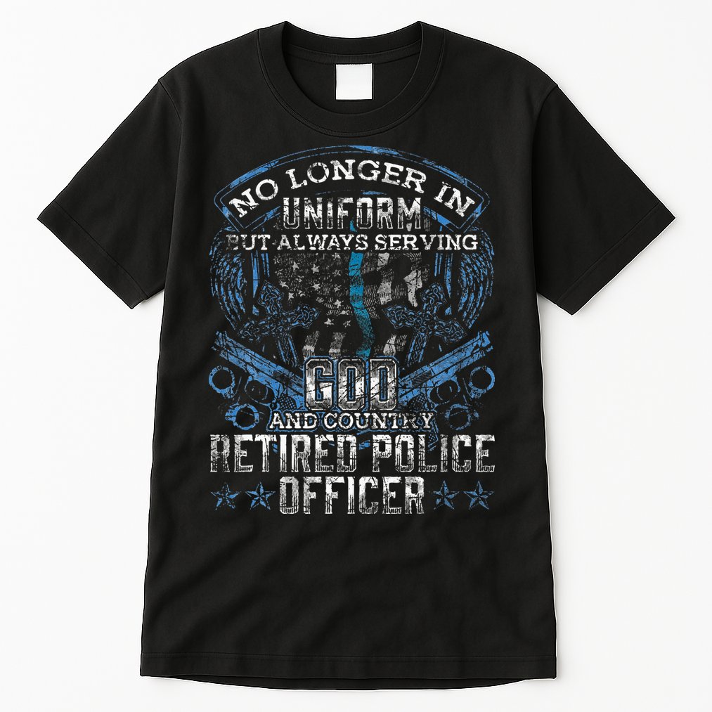 Retired Police Officer Vintage Flag Thin Blue Line Tall T-Shirt