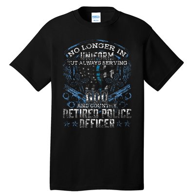 Retired Police Officer Vintage Flag Thin Blue Line Tall T-Shirt