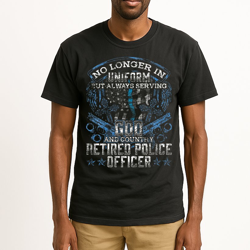 Retired Police Officer Vintage Flag Thin Blue Line Tall T-Shirt