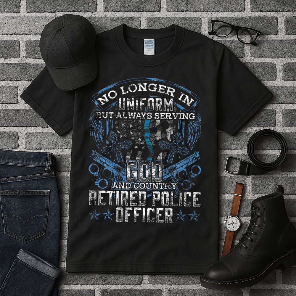 Retired Police Officer Vintage Flag Thin Blue Line Tall T-Shirt