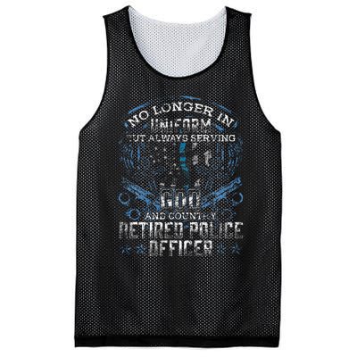 Retired Police Officer Vintage Flag Thin Blue Line Mesh Reversible Basketball Jersey Tank