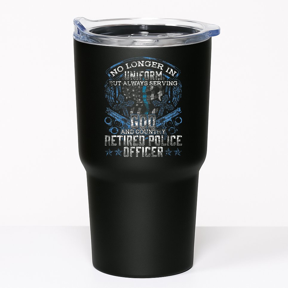 Retired Police Officer Vintage Flag Thin Blue Line Tumbler