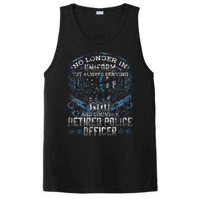 Retired Police Officer Vintage Flag Thin Blue Line PosiCharge Competitor Tank