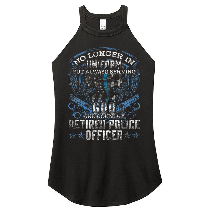 Retired Police Officer Vintage Flag Thin Blue Line Women's Perfect Tri Rocker Tank