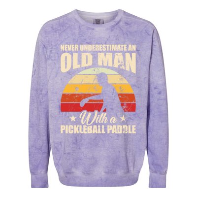 Retro Pickleball Old With A Pickleball Paddle Great Gift Colorblast Crewneck Sweatshirt