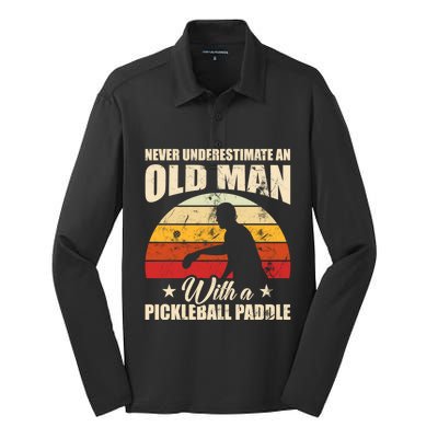 Retro Pickleball Old With A Pickleball Paddle Great Gift Silk Touch Performance Long Sleeve Polo