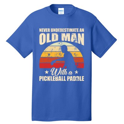 Retro Pickleball Old With A Pickleball Paddle Great Gift Tall T-Shirt