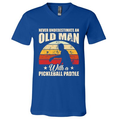 Retro Pickleball Old With A Pickleball Paddle Great Gift V-Neck T-Shirt