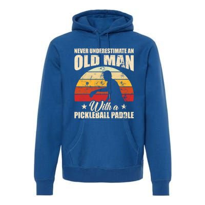 Retro Pickleball Old With A Pickleball Paddle Great Gift Premium Hoodie