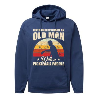 Retro Pickleball Old With A Pickleball Paddle Great Gift Performance Fleece Hoodie