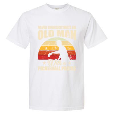 Retro Pickleball Old With A Pickleball Paddle Great Gift Garment-Dyed Heavyweight T-Shirt