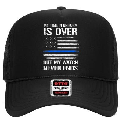 Retired Police Officer Gifts Shirt Thin Blue Line High Crown Mesh Back Trucker Hat