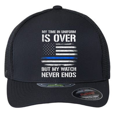 Retired Police Officer Gifts Shirt Thin Blue Line Flexfit Unipanel Trucker Cap