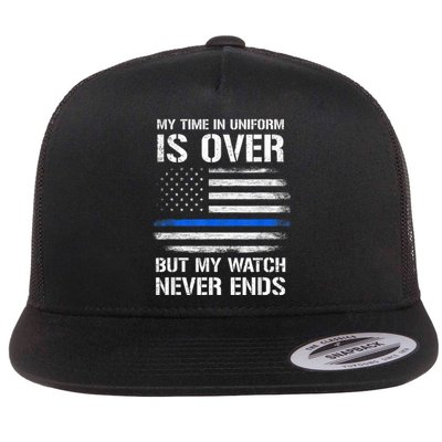 Retired Police Officer Gifts Shirt Thin Blue Line Flat Bill Trucker Hat