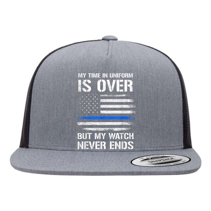 Retired Police Officer Gifts Shirt Thin Blue Line Flat Bill Trucker Hat