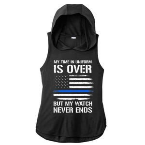 Retired Police Officer Gifts Ladies PosiCharge Tri-Blend Wicking Draft Hoodie Tank