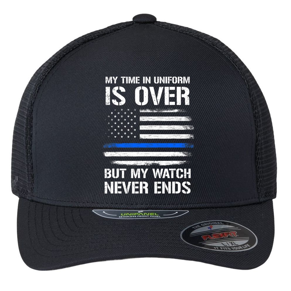 Retired Police Officer Gifts Flexfit Unipanel Trucker Cap