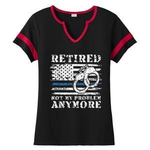 Retired Police Officer Retirement Funny Police Ladies Halftime Notch Neck Tee