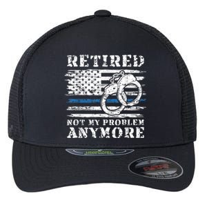 Retired Police Officer Retirement Funny Police Flexfit Unipanel Trucker Cap