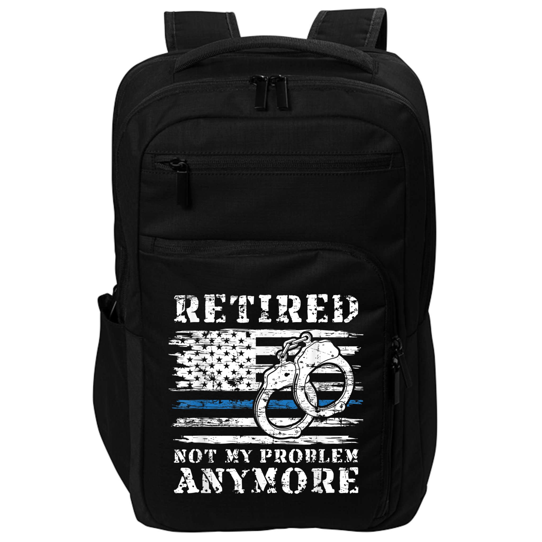 Retired Police Officer Retirement Funny Police Impact Tech Backpack