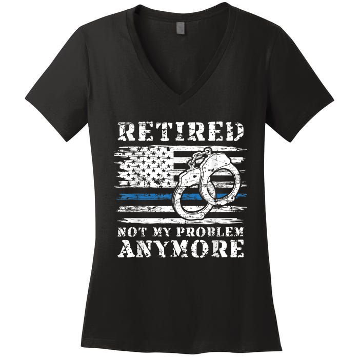 Retired Police Officer Retirement Funny Police Women's V-Neck T-Shirt