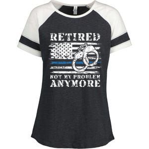 Retired Police Officer Retirement Funny Police Enza Ladies Jersey Colorblock Tee