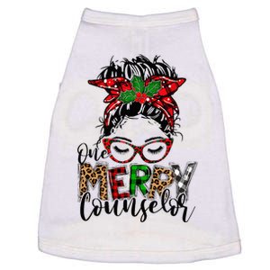 Red Plaid One Merry Counselor Messy Bun Christmas Pajamas Doggie Tank