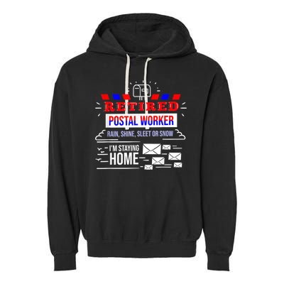 Retired Post Office Postal Worker Retirement Postman Garment-Dyed Fleece Hoodie