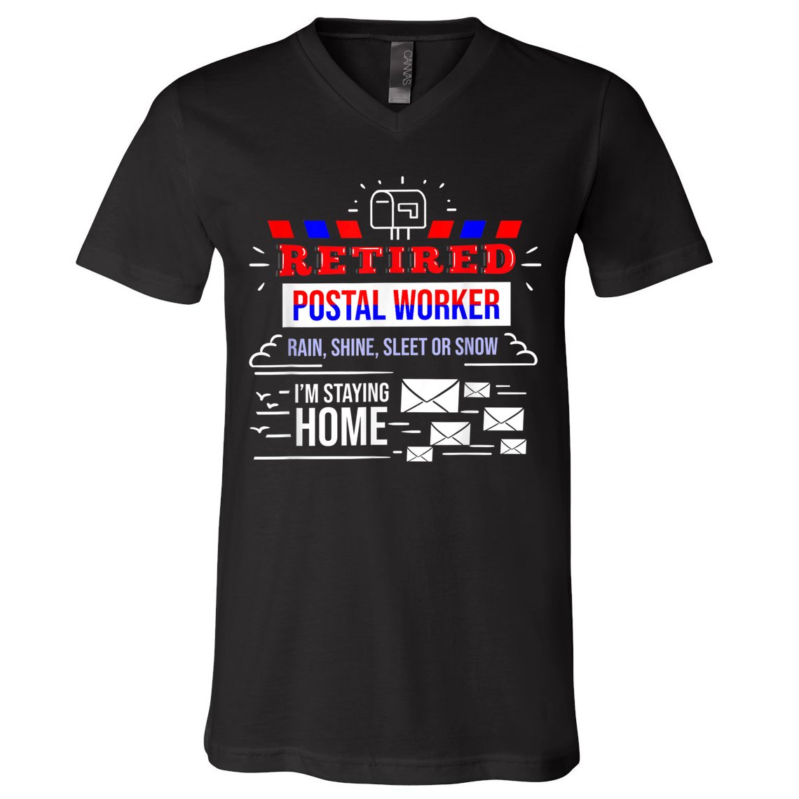 Retired Post Office Postal Worker Retirement Postman V-Neck T-Shirt