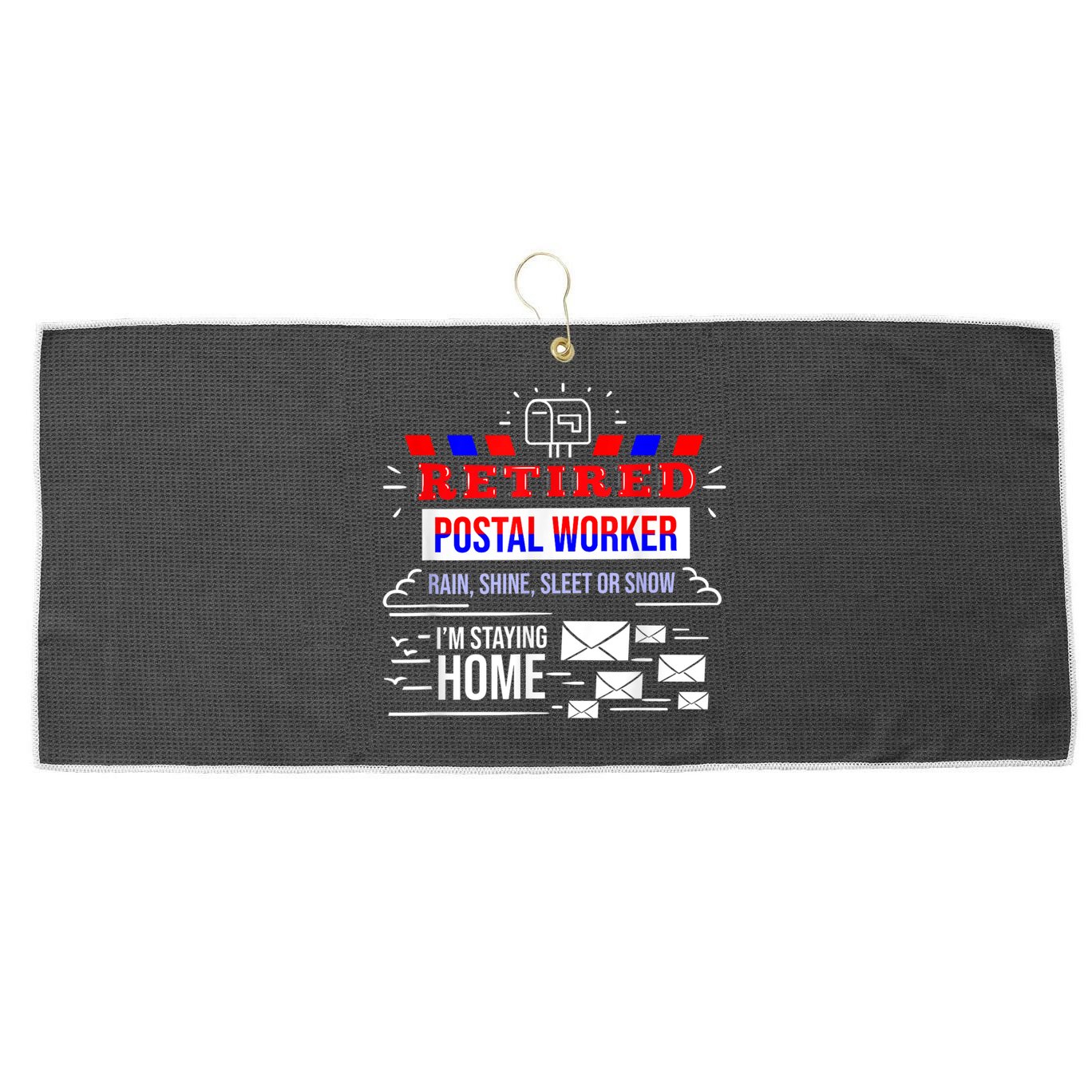 Retired Post Office Postal Worker Retirement Postman Large Microfiber Waffle Golf Towel