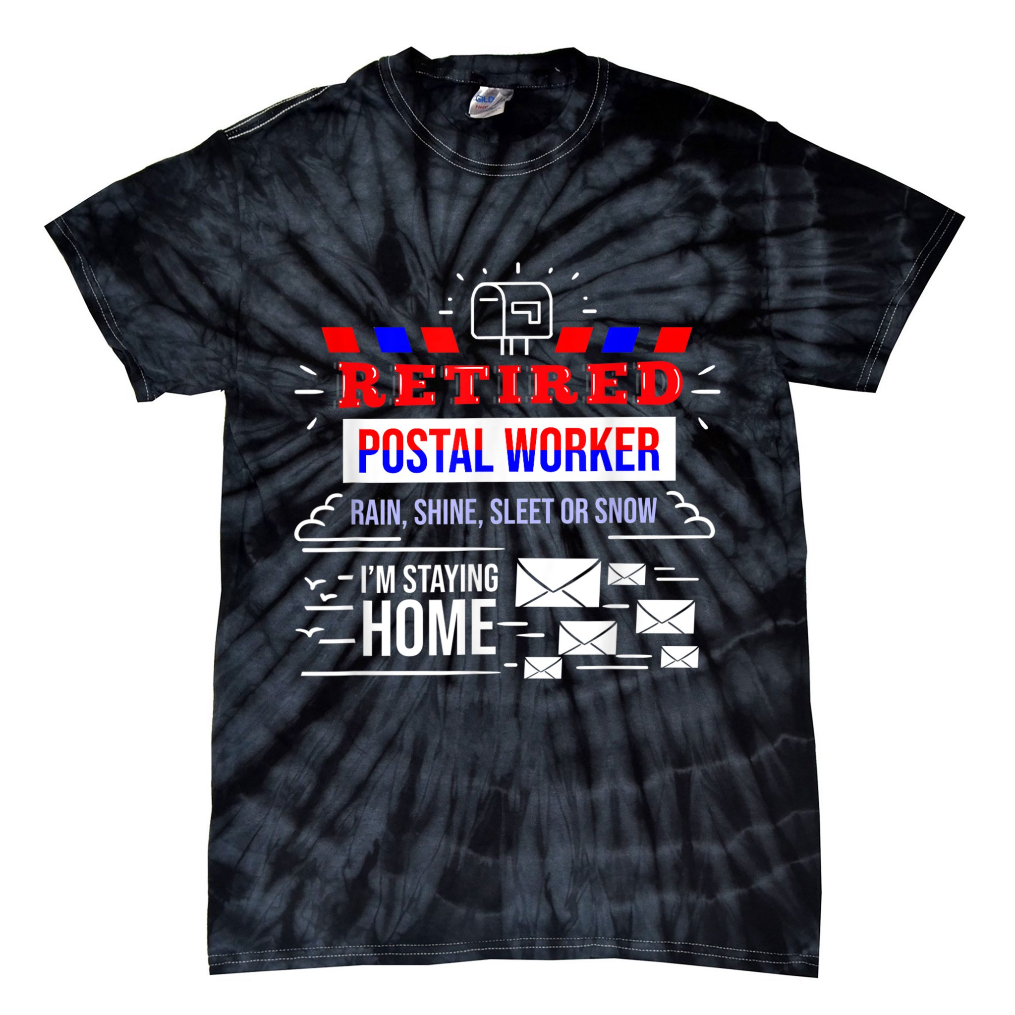 Retired Post Office Postal Worker Retirement Postman Tie-Dye T-Shirt