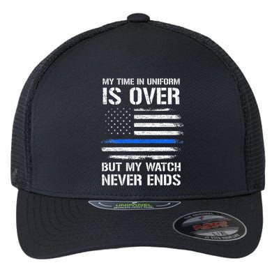 Retired Police Officer Gifts Thin Blue Line Flexfit Unipanel Trucker Cap