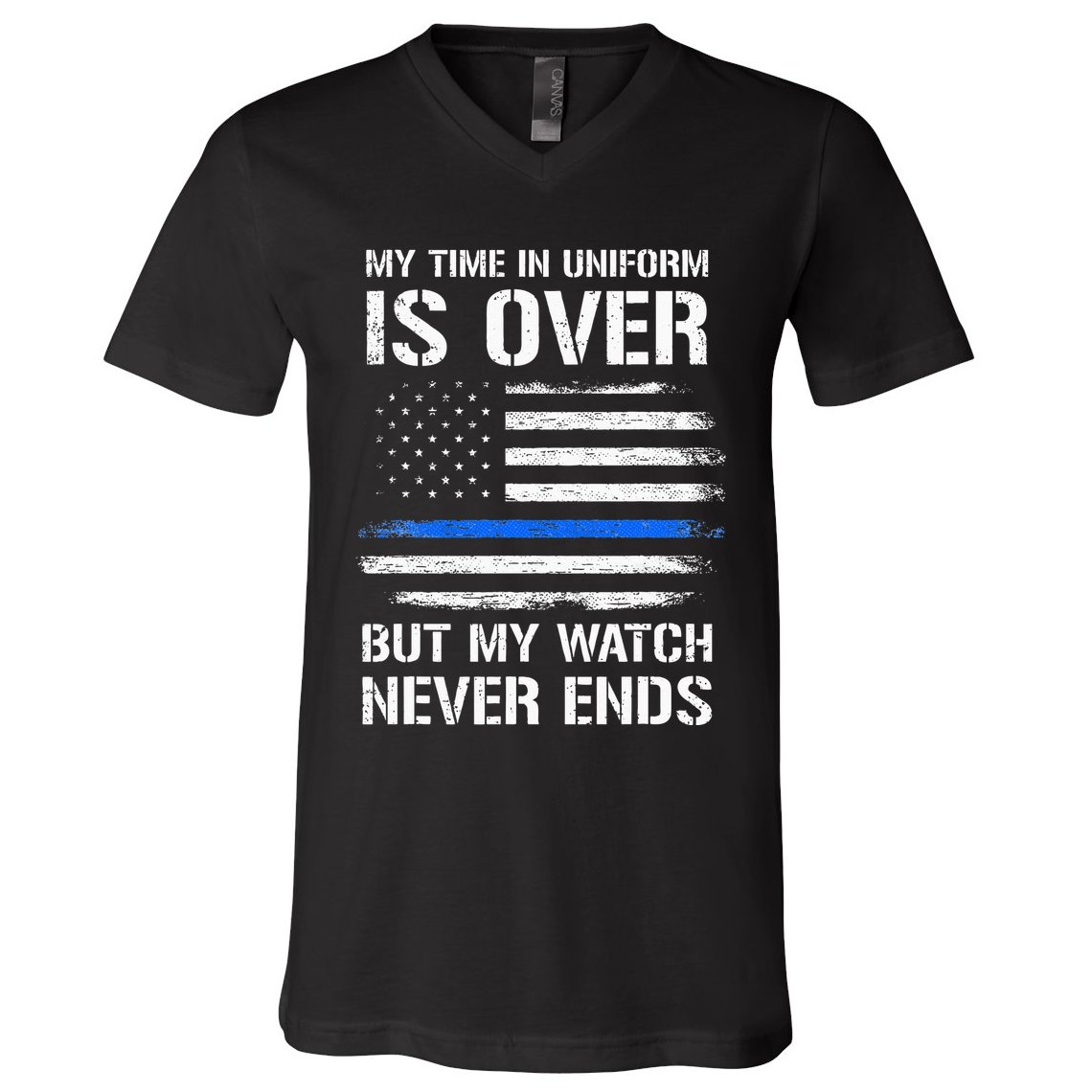 Retired Police Officer Gifts Thin Blue Line V-Neck T-Shirt