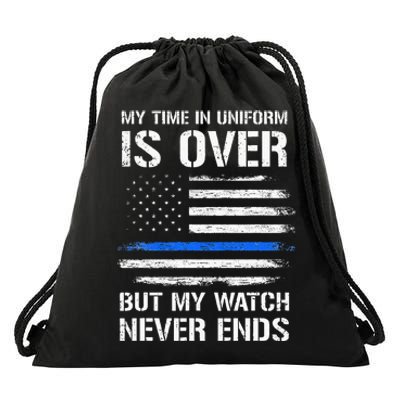 Retired Police Officer Gifts Thin Blue Line Drawstring Bag