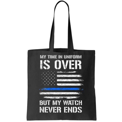 Retired Police Officer Gifts Thin Blue Line Tote Bag